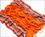 Pomarańczowa Duża Chusta Piękny Duży SZAL Bawełna