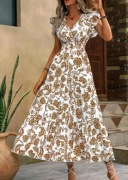 Sukienka na lato boho przewiewna r. XL z gumką w pasie falbanki