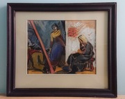 Obraz, oryginalny pastel z 1947 roku - sygnowany.