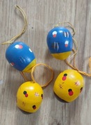 Jajka drewniane ozdoba PRL wielkość 3,5 cm