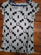 Bluzka z wzorem kremowo czarna (S) H&M