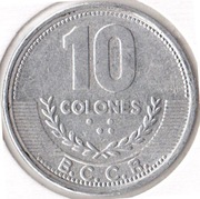 KOSTARYKA 10 colon 2008, KM# 228b, XF