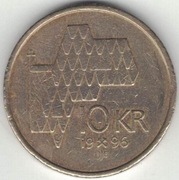 Norwegia 10 koron kroner 1996 - 24 mm - nr 2