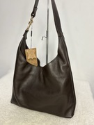 Piękna skórzana torebka worek hobo Toscanio G110 ciemny brąz czekolada Nowa