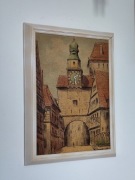 Zegar wieżowy , obraz w ramie vintage