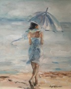 Obraz olejny-Kobieta pod parasolką 