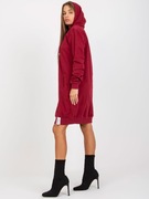 Bordowa dresowa sukienka basic z kapturem