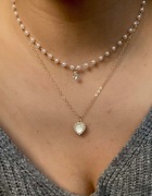 naszyjnik wisiorek łańcuszek elegancki delikatny koraliki perła choker 