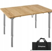 KingCamp Regulowana wysokość Przenośny stolik bambusowy 60x40cm