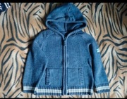Sweter sweterek swetr dziecięcy, niebieski, kaptur 98 104.