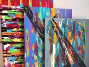 Tryptyk 3 obrazy komplet nowoczesna abstrakcja kolorowa ręcznie malowane 