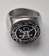 Pierścień przedstawiający Tajną Pieczęć Król Salomona stal nierdzewna