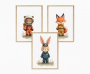 Zestaw 3 plakatów  A4 do pokoju dziecięcego | Zwierzątka Bohaterowie