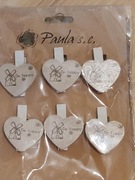 DREWNIANE SPINACZE KLAMERKI serce z młynem  6SZT