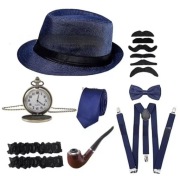 Nowy! Duży zestaw strój Wielki Gatsby lata 20 retro vintage granat