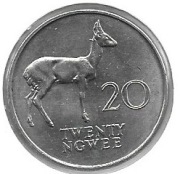 Zambia 20 ngwee 1972