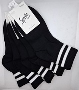 Czarne skarpetki z białymi paskami | 5-pak | Rozmiar 35–38 | 85% bawełna