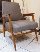Fotel PRL z lat 60-tych w skórze naturalnej