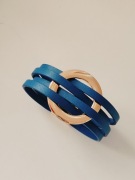 Chabrowa bransoletka złote elementy rzemyk unikatowa vintage