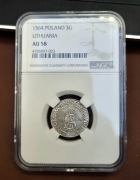 Zygmunt II August - trojak 1564 Wilno - NGC AU58