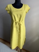 Fascino wtoska Iniana elegancka sukienka kolor limonka 100 % len L 40