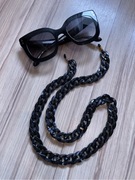 Łańcuszek do okularów, czarny  marmurek, NOWY