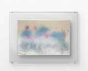 "Zima z drugiej strony stawu" oryg. obraz mal.tuszem akryl. z sygn. i cert.