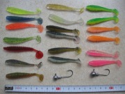 Zestaw: 19 gum podobnych do Robinson Wasabi + 5 główek jiggowych