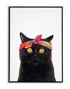 Kot z bandaną PLAKAT A3 Vintage, Cat - 2+1 GRATIS