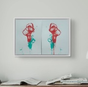 Komplet oryg. obrazów akryl. "Zabawa kwiatów" z cert. autent.