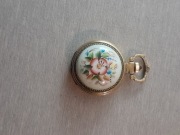 Prl Rosyjski zegarek porcelana malowana kwiaty zlocony