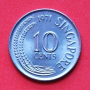10 Centów  1971 r  -  Singapur  Konik morski     Piękny stan  !!