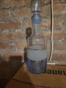 karafka do trunku, alkoholu, likieru PRL antyk Niebieskie szkło