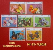 Znaczki fauna:41: motyle, owady- Kuba 1984r **
