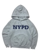 Szara Bluza z Kapturem Napis Nadruk NYPD