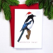 Kartka Świąteczna z Ptakiem - SROKA