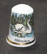 Naparstek Kolekcjonerski Porcelanowy Abbotsbury miasto łabędzi 