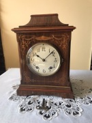 Zegar  LENZKIRCH 1904 kwadransowy mahoń palisander intarsje Arts&Crafts