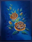 obraz ręcznie malowany na płótnie, kwiaty, cyrkonie, prezent