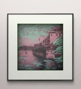 Oryginalny kolaż, "Boon River" z sygnaturą i certyfikatem autentyczności 