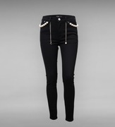 Czarne jeansy modelujące UIUJ, ozdobny pasek / łańcuszek w komplecie, XL