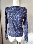 Bluzka damska Marine czarna wzór róże różowo-niebieska r. M/38 NOWA