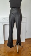 Czarne spodnie dzwony ekoskóra wysoki stan nowe r. XL 40