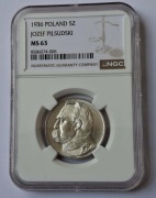 5 złotych Józef Piłsudski 1936 NGC MS 63