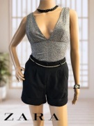 Srebrne,brokatowe body Zara, r. M