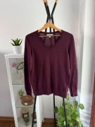 Burgundowy lekki męski sweter bawełna v neck