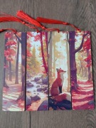 4 duże drewniane zakładki do książek. Las