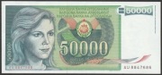 Jugosławia 50000 dinarów 1988 - AU - stan bankowy UNC -