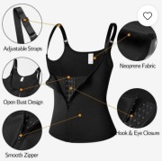 Bluzka neopranowa koszula fitness czarna zamek gorset