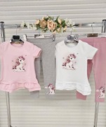 Komplet zestaw jednorożec różowa bluzka + szare leginsy r. 116